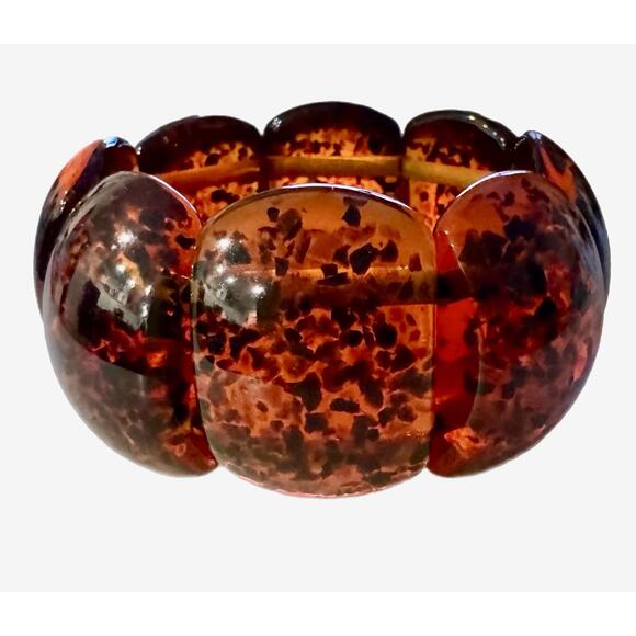Sobral Amber RJ Efeitors Jackie Brazil Amber Confetti Resin Stretch Bracelet - Picture 7 of 10